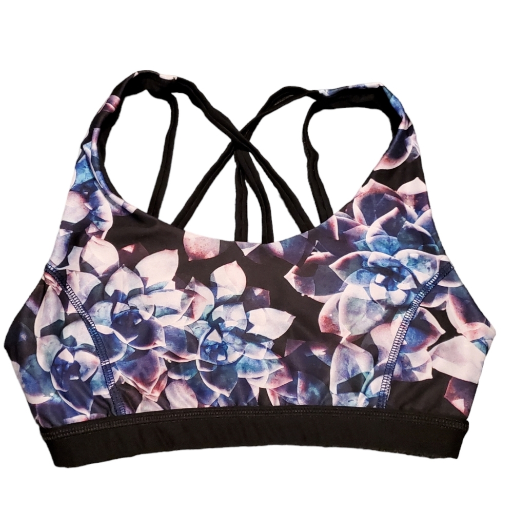 Cascade Sport Performance Women's Sports Bra Floral Pattern Size Small